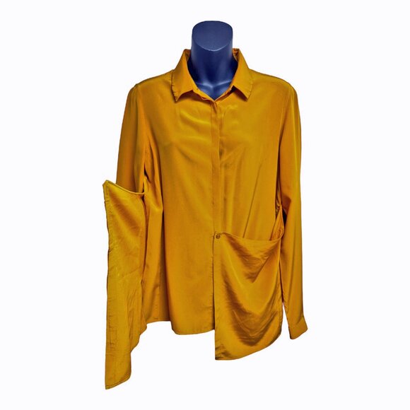 Akris Switzerland Mulberry Silk Button Down Long Sleeve Blouse - Picture 8 of 11